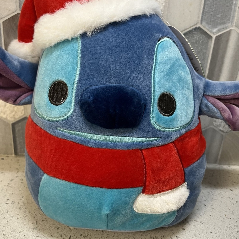 NWT Disney Christmas Santa Hat Scarf Stitch Squishmallow Plush Toy 8" 🎄Present✅